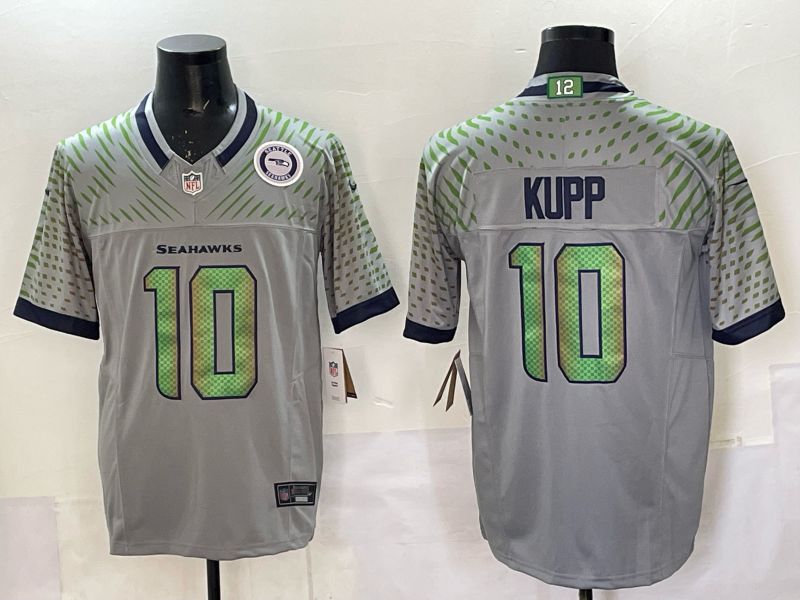 Men 2025 Seattle Seahawks #10 Kupp Grey 5th generation Throwback Nike Limited NFL Jersey style 04